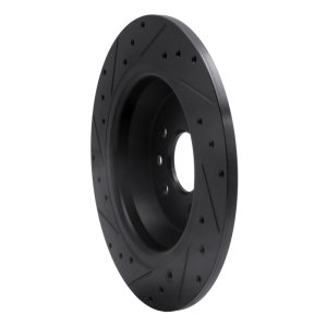 Ford Focus RS Brake Rotor (1) - Rear Right - R1 Concepts - Drilled & Slotted - Black - `09-`15